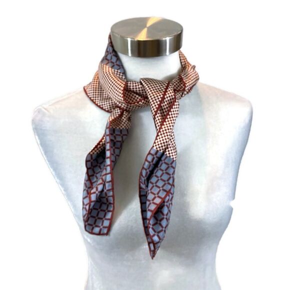 Square Daniel La Foret Brand Silk Scarf Geometric Print 26”x26” - Picture 3 of 14